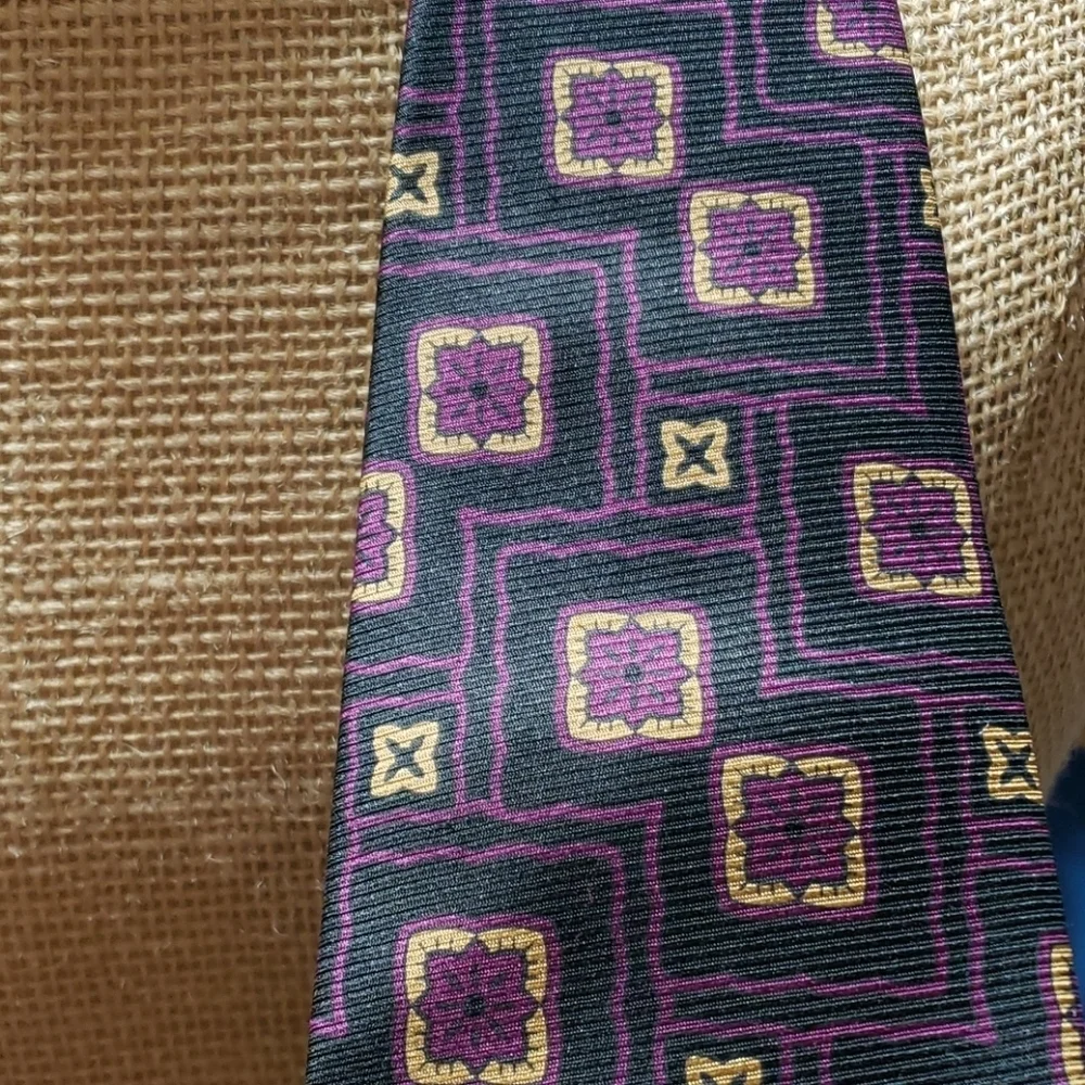 Burberry silk tie blue and purple geometric